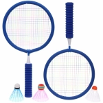 Бадминтон в наборе K-707 6 предметов: 2 металлические ракетки 43 см,3 волана, чехол (синий)
