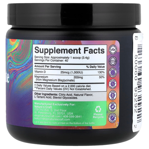 Nature's Craft, глицинат магния с витамином D3, с медом и лимоном, 136 г (4,8 унции)