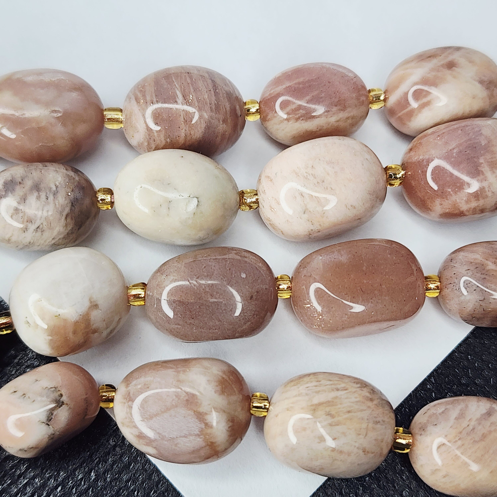 Солнечный камень, крупная галтовка, 12-15 мм, камни овалы бочонки, штучно