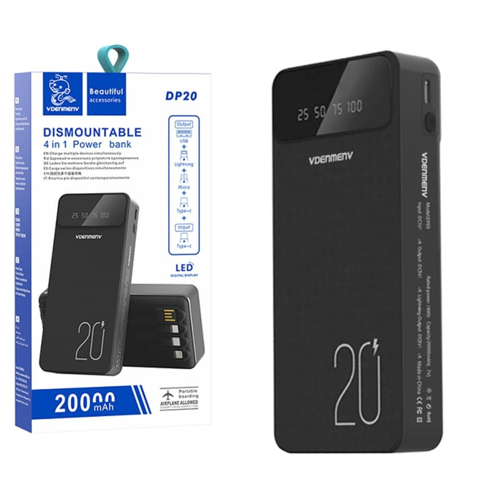 Портативный аккумулятор DENMEN DP20 20000 mAh (черный)