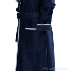 Велюровый халат с воротником 4318 синий от Cawö Германия