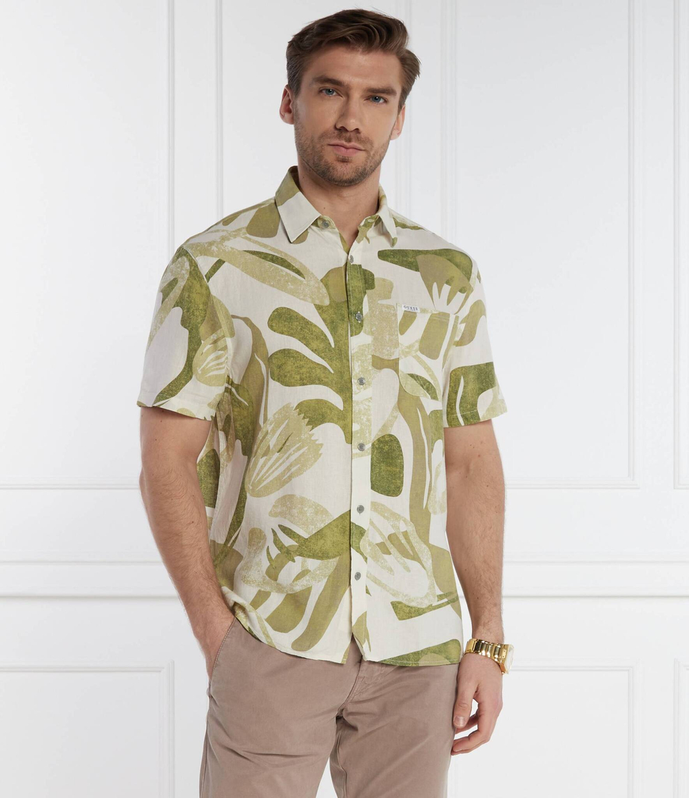 Льняная рубашка SS COLLIN INSIDE PRI GUESS - зеленый(M4GH39 WG3L0)