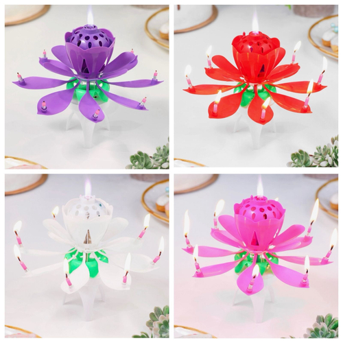 Свеча музыкальная крутящаяся Тюльпан 14,5*6 см