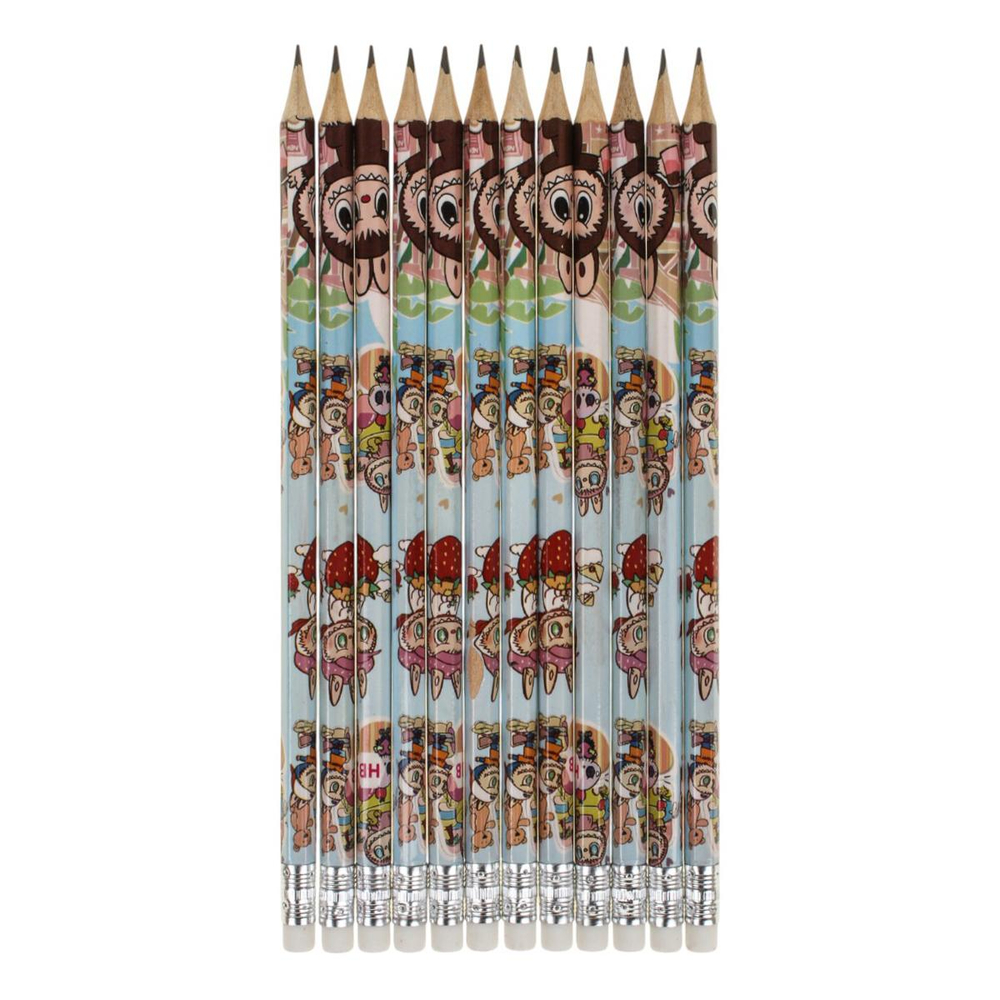 Карандаш ч/г НВ дер. "Зубастик" с ластиком, корп. шестигран. (Mazari) (Комплект 12шт.)