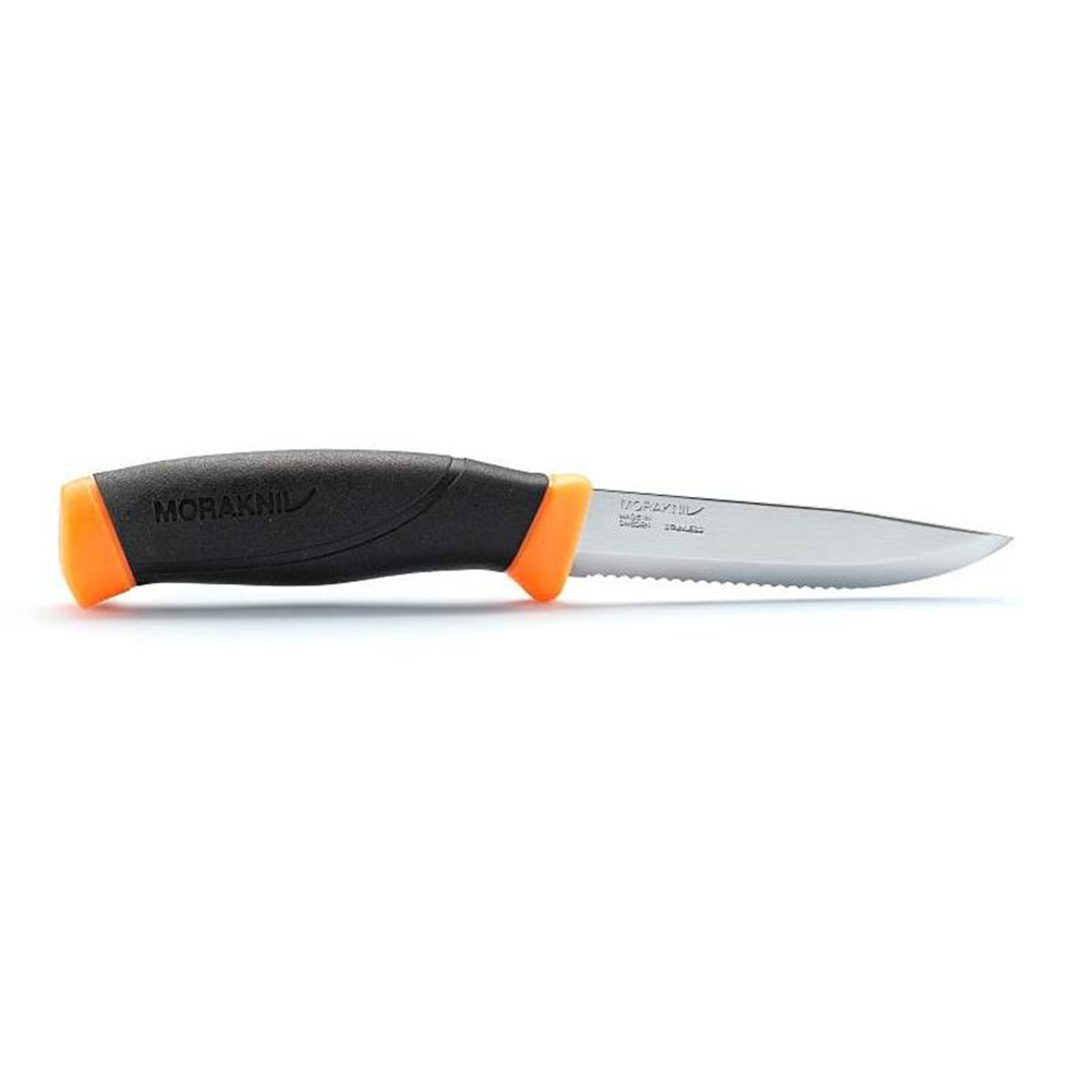 Нож Morakniv Companion F Serrated, нерж. сталь, прорезиненная рукоять с оранжевыми накладками