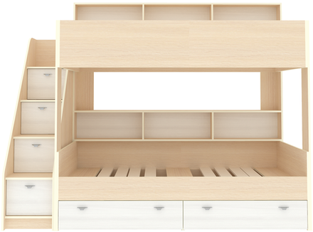 Двухъярусная кровать КарИВи Голден Кидс 10  Дуб Молочный Белое Дерево