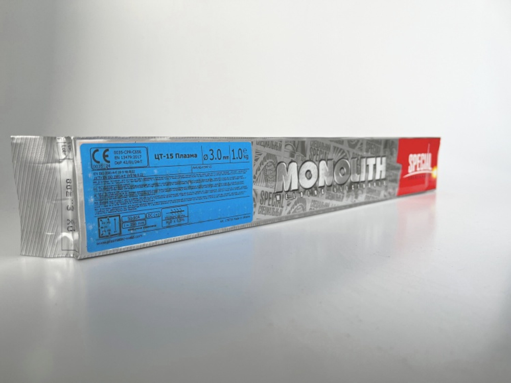 Электроды сварочные ЦТ-15 Плазма ТМ MOHOLITH д 3 мм: вакуум 1 кг