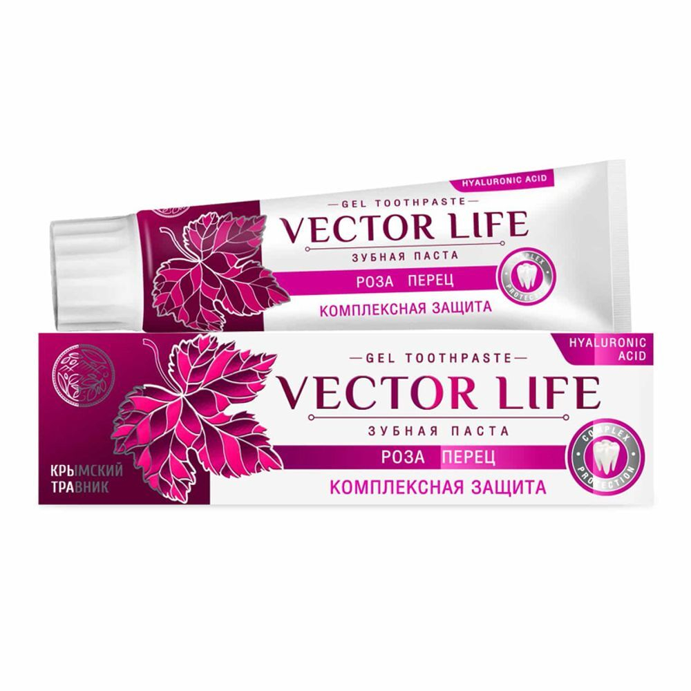 VECTOR LIFE Зубная паста "Комплексная защита" с розой и перцем чили 100г.