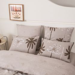 Комплект постельного белья на резинке Делюкс Сатин 100% хлопок «Пальмовый берег»