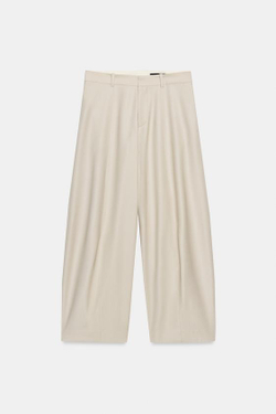 ZARA БРЮКИ BALLOON ИЗ СМЕСОВОЙ ШЕРСТИ — ZW COLLECTION, БЕЖЕВЫЙ