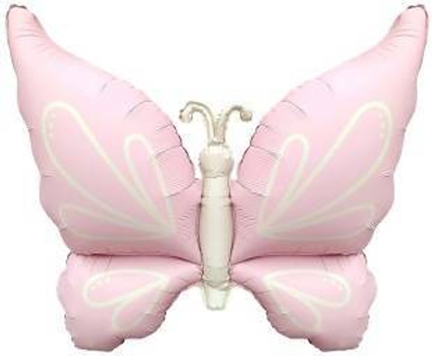 К Шар (37''/94 см) Фигура, Нежная бабочка, Розовый, Сатин (БГ-)