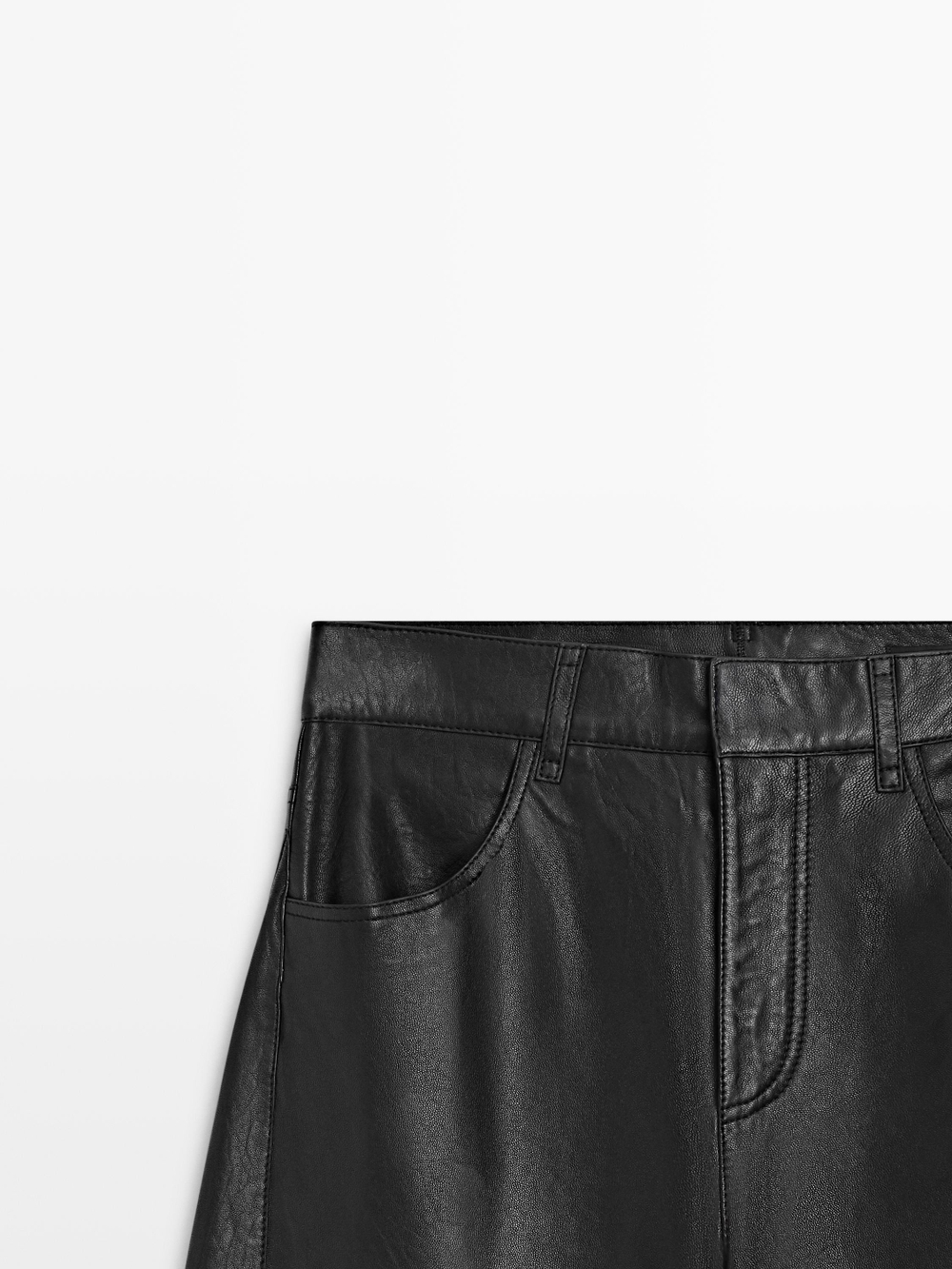 Massimo Dutti Брюки-баллоны из кожи наппа, черный