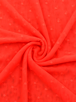 Сетка эластичная оранжевая неоновая в горошек 5 мм метражом