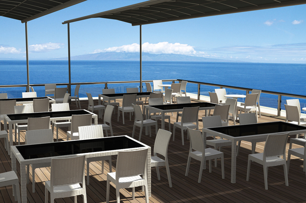 Стол пластиковый плетеный Siesta Contract Tahiti, белый