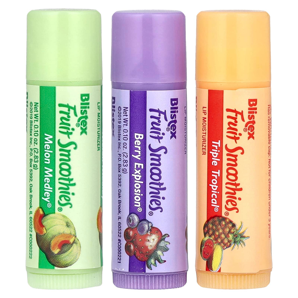Blistex, Fruit Smoothies, увлажняющий бальзам для губ, 3 стика по 2,83 г (0,10 унции) каждый