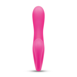 Розовый вибромассажер с клиторальным отростком Harmony Vibe - 16,8 см.