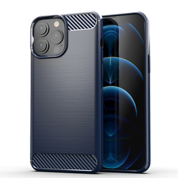 Чехол синего цвета для iPhone 13 Pro Max с высокими бортиками для камеры, серии Carbon от Caseport