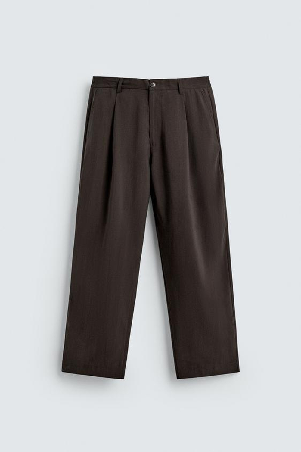 ZARA СТРУЯЩИЕСЯ БРЮКИ СО СКЛАДКАМИ, ШОКОЛАДНЫЙ