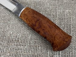 Финский нож Леуку, рукоять мореная карельская берёза