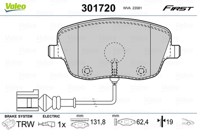VALEO - 301720-VAL - Brake Pad Set, disc brake
