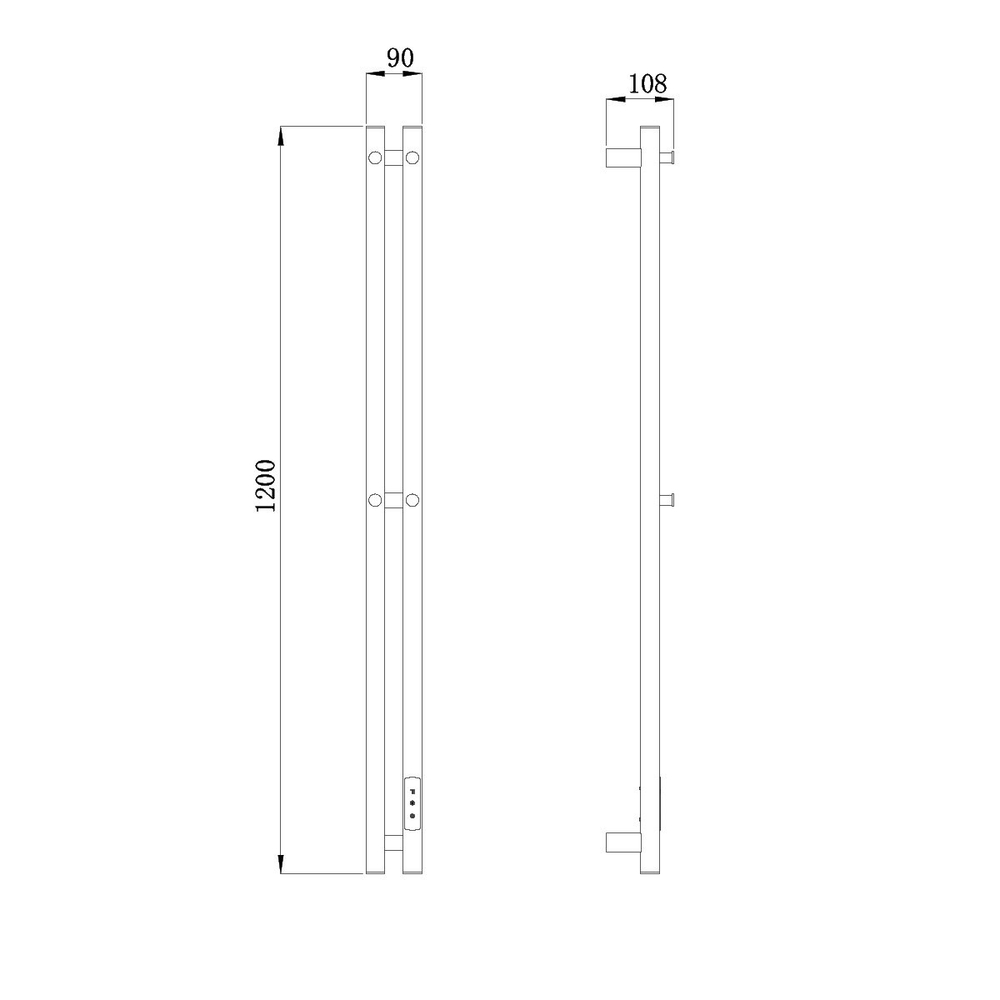 Полотенцесушитель электрический RAGLO R350.12.09 настенный сенсорный узкий с терморегулятором, графит