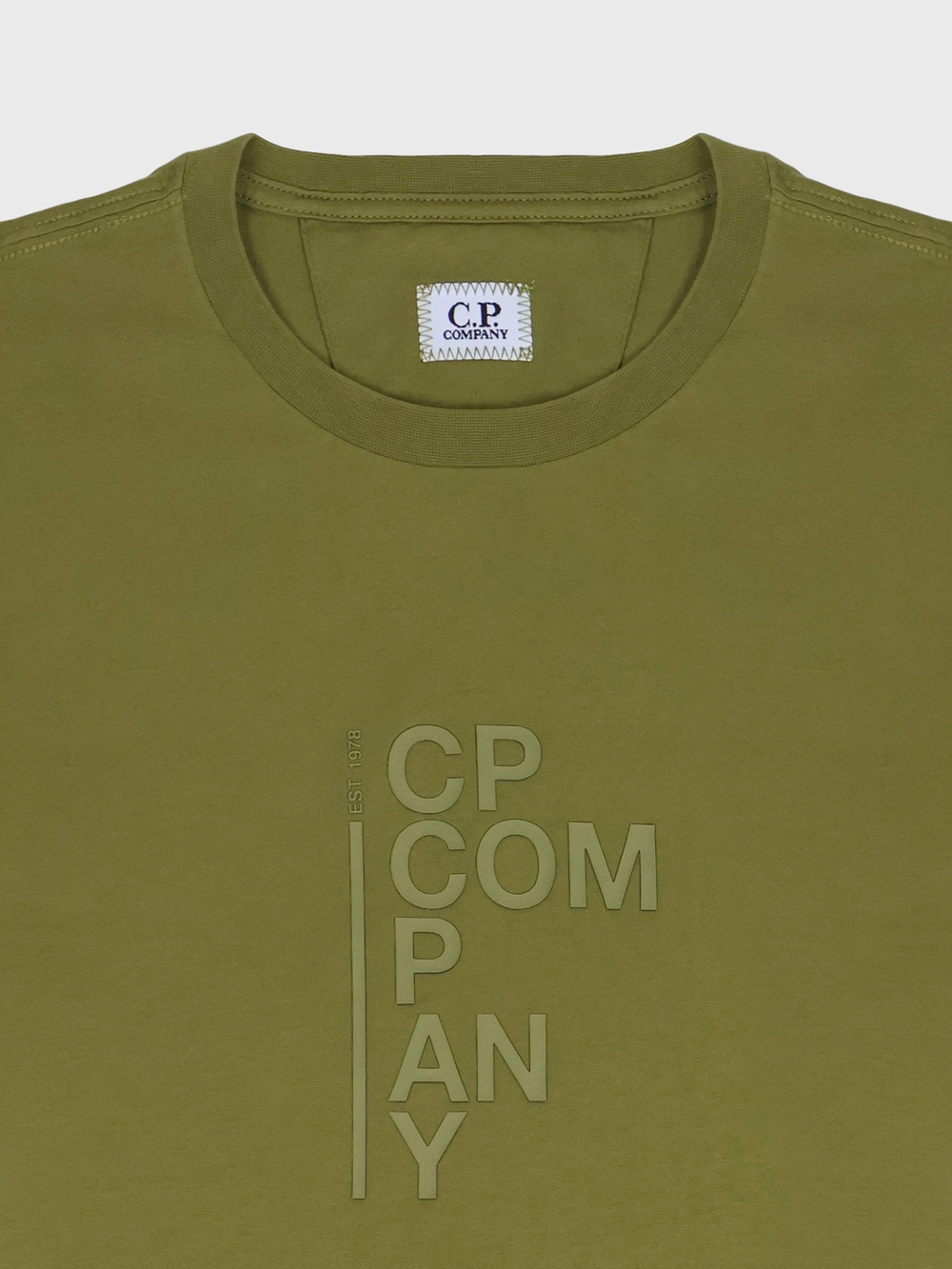 Футболка C.P. Company 30/1 Jersey Vertical Logo Green Moss