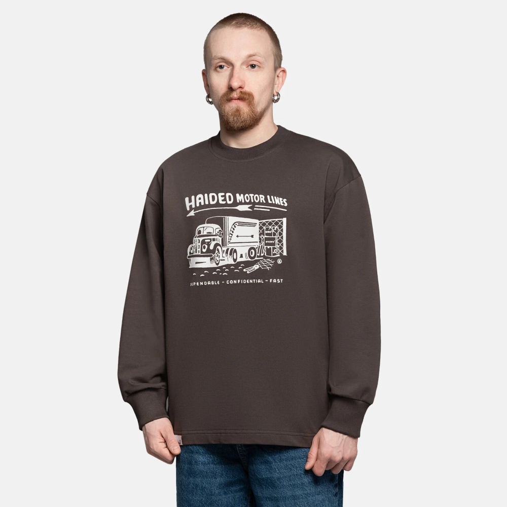 Лонгслив Haided MOTOR LINES RLXD FIRM LS TEE, Темно-коричневый