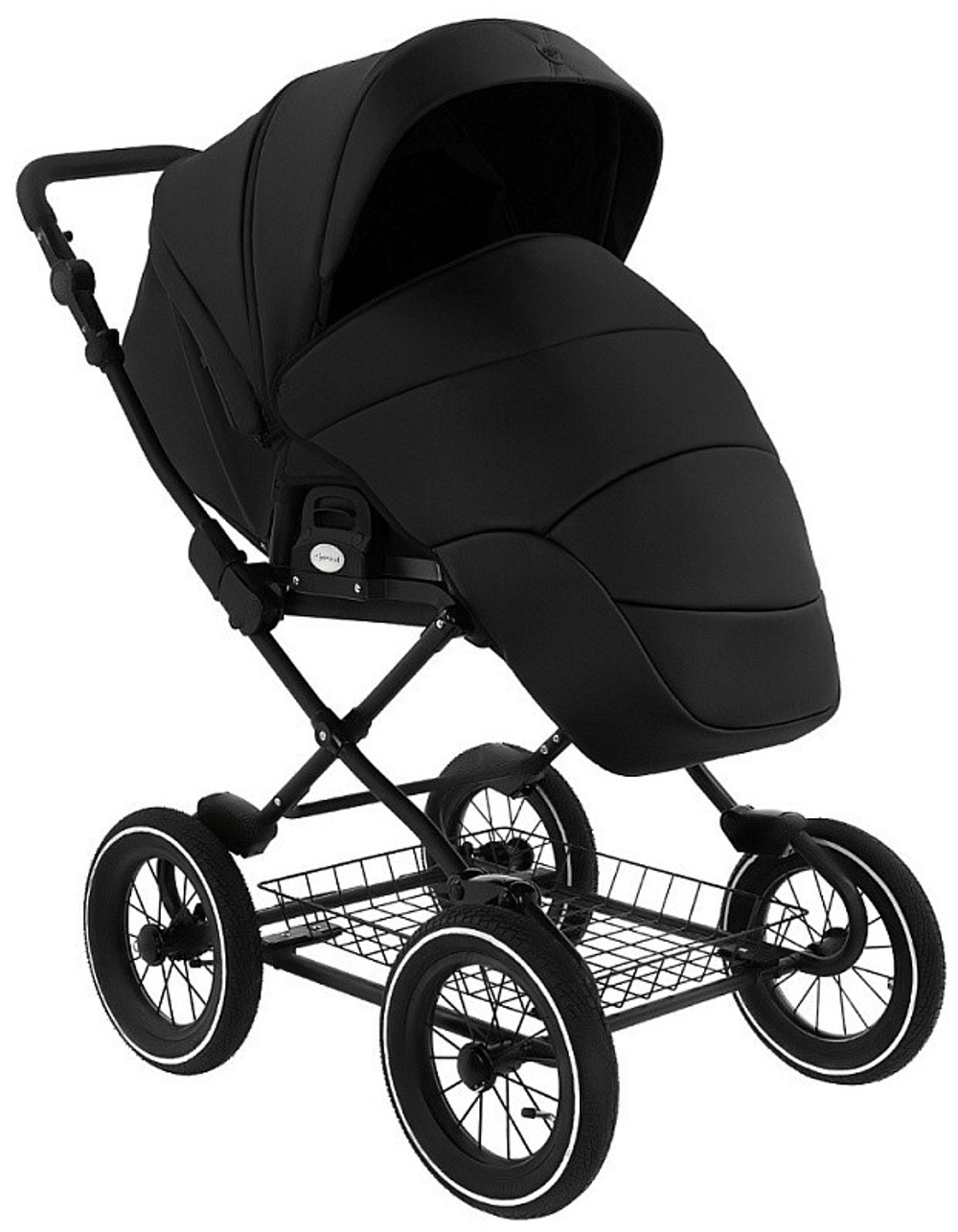 Детская коляска Roan Bass Next Classic Кожа d12 3 в 1 с автокреслом Elo Lux EduSky Grey RCL300/1 Black