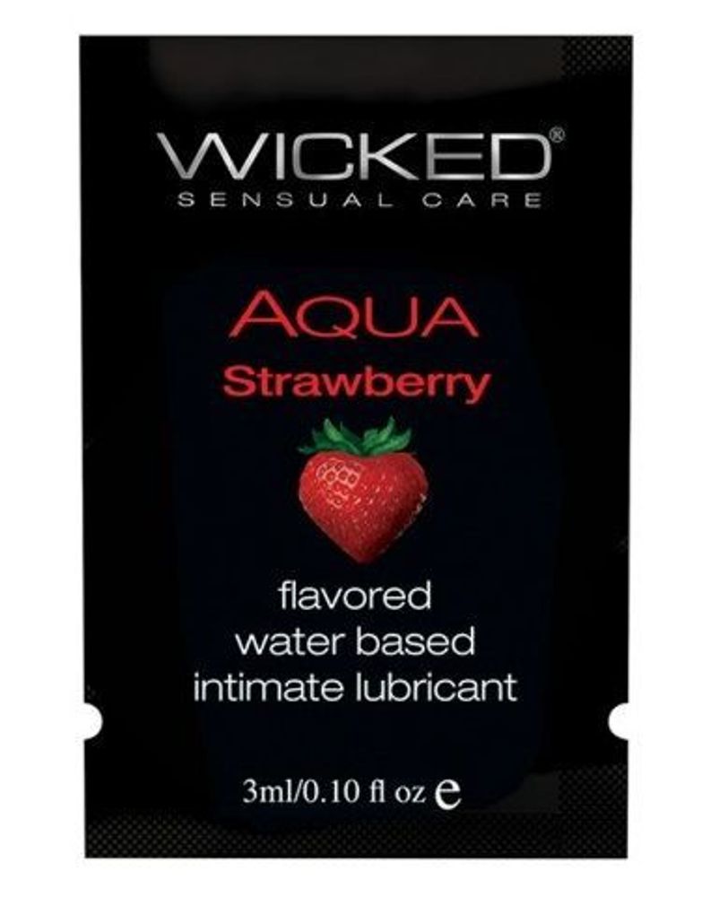 Лубрикант с ароматом клубники WICKED AQUA Strawberry - 3 мл.