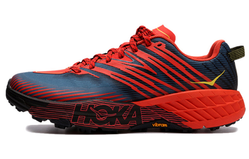 HOKA ONE ONE Speedgoat 4 comfortable shock absorption, non-slip, wear-resistant, breathable, lightweight, low-cut casual running shoes men's orange blue