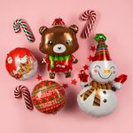 Шар (12''/30 см) Мини-фигура, Леденец трость, Красный/Зеленый, 1 шт.