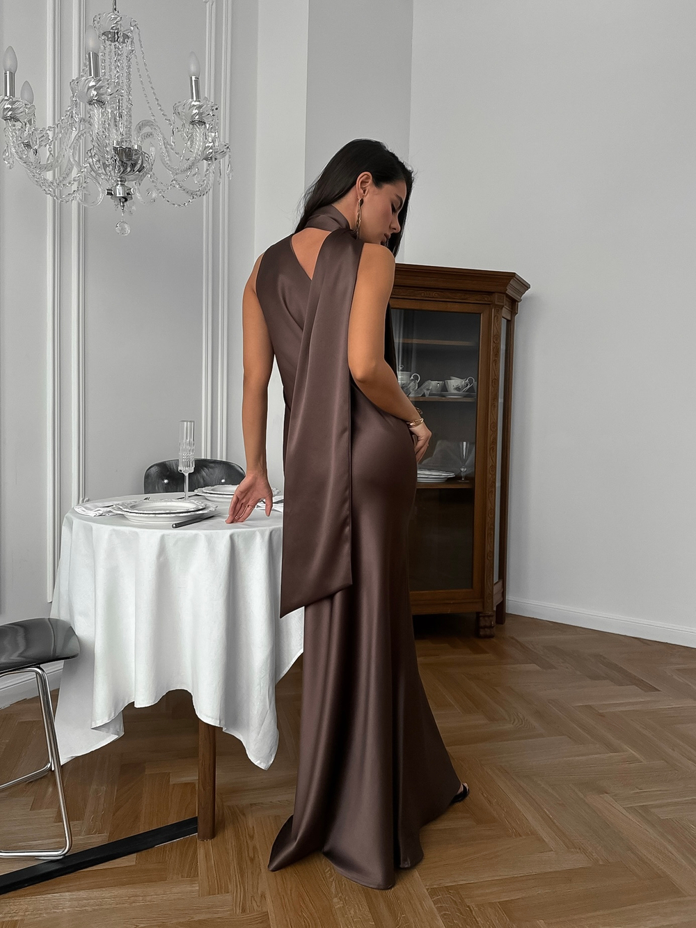 Платье из атласной ткани Mulberry