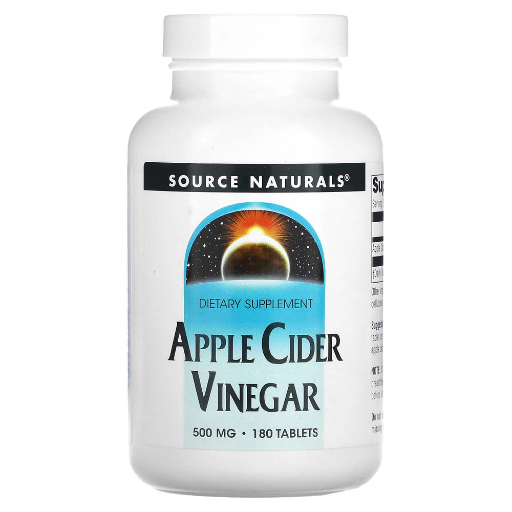 Source Naturals, яблочный уксус, 500 мг, 180 таблеток