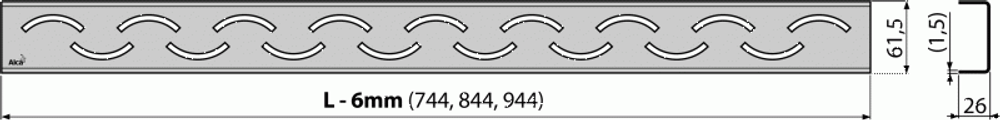 Решетка для лотков AlcaPlast ROUTE-750M нержавеющая сталь-мат