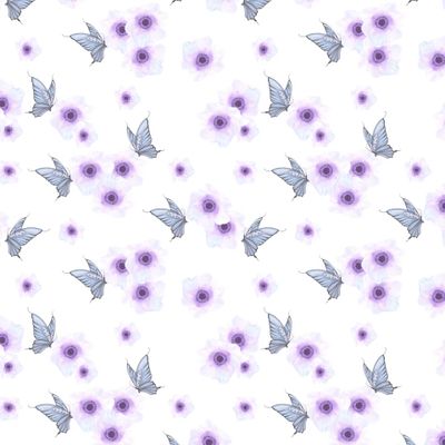 Букет сиреневых анемонов с бабочками