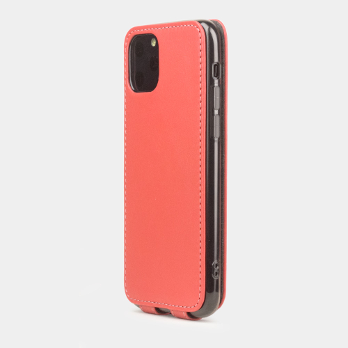 Чехол для iPhone 11 Pro из натуральной кожи теленка, кораллового цвета