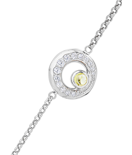 Браслет из серебра со вставками из цитрина и бесцветных фианитов