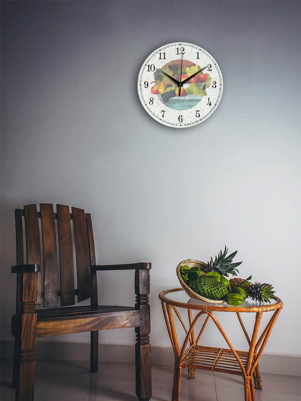 Часы настенные деревянные IDEAL "Фрукты на столе", 30 см, бесшумные