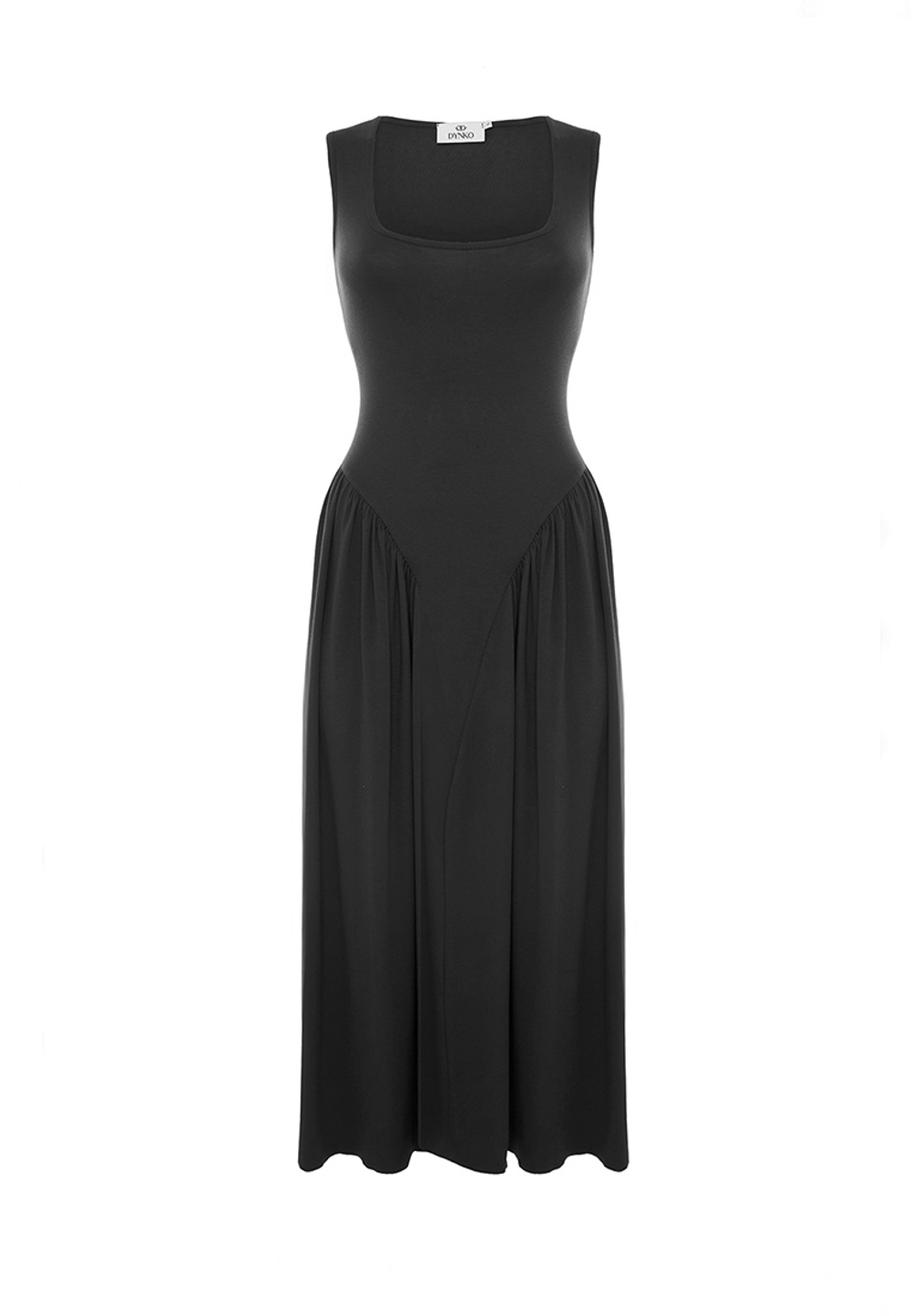 Платье с драпировкой черное