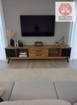 Тумба под телевизор, 220х42х55, Флеверс, напольная, массив дуба, MAKOSA