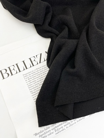 ЧЕРНЫЙ 340гр - Трикотаж в рубчик (ОЗ68) (к1 стрела от кромки 65см)