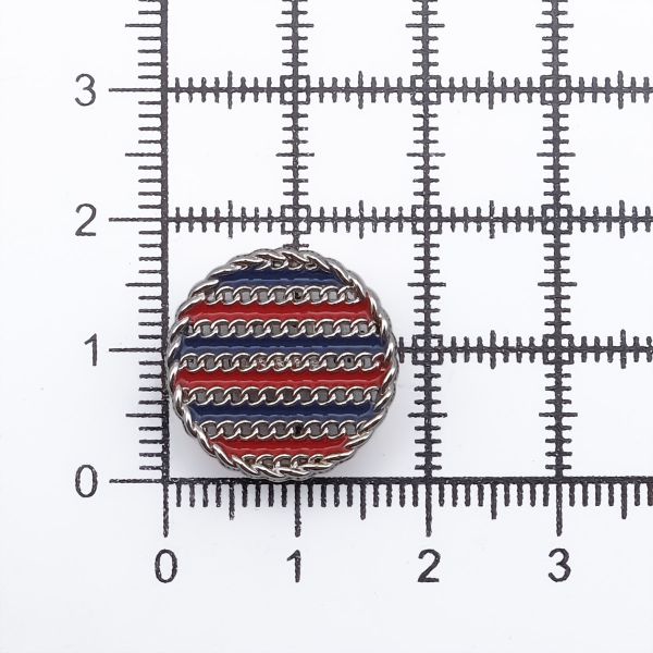 Пуговицы металл на ножке 28L=18 мм, твидовая, (Blue/Red (синий/красный/серебро)), ME-651, 36 шт