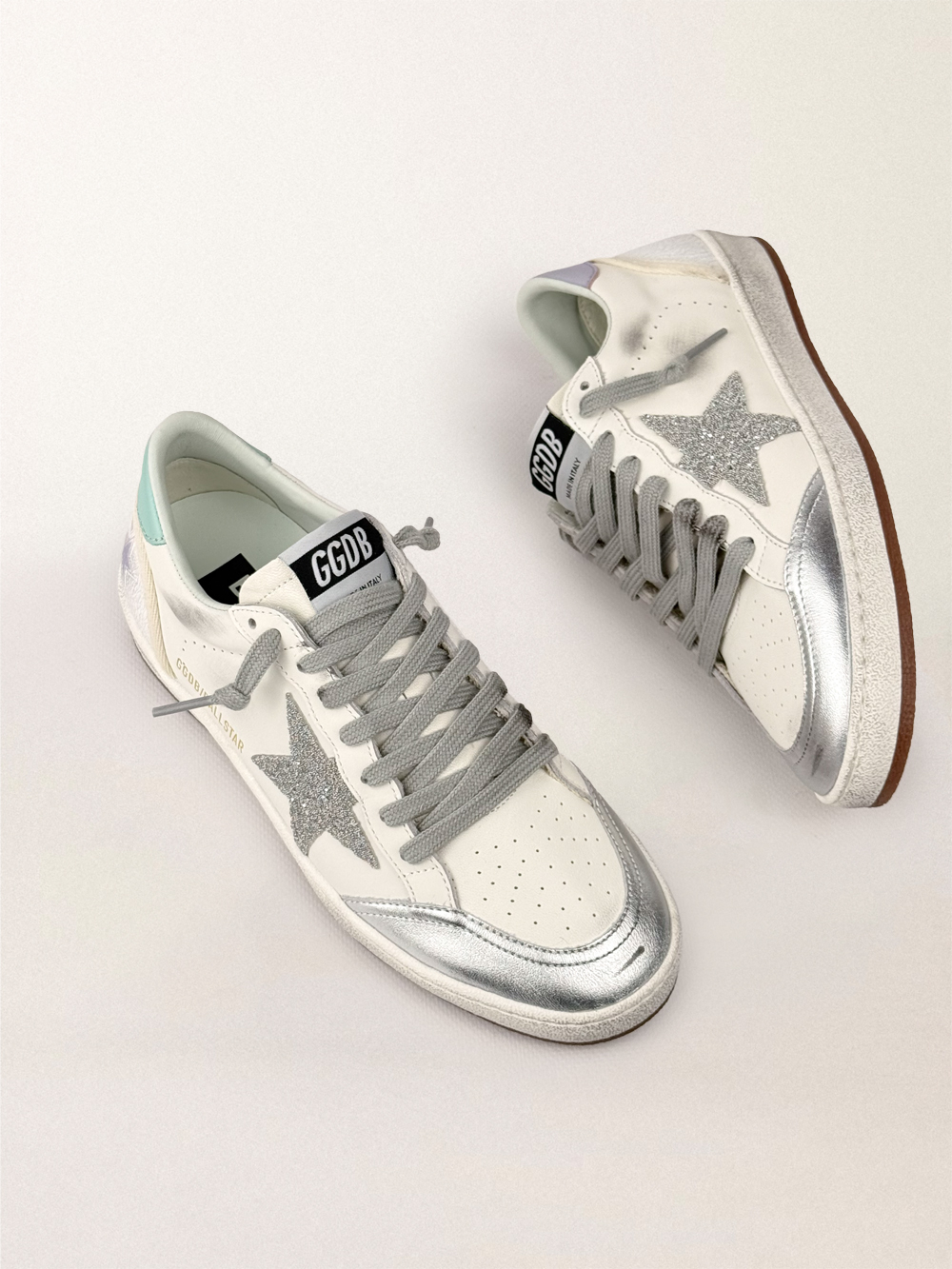 Ball Star in nappa with silver glitter star and heel tab