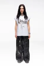 Брюки Kraizy Stripes с замками из джинсы черные