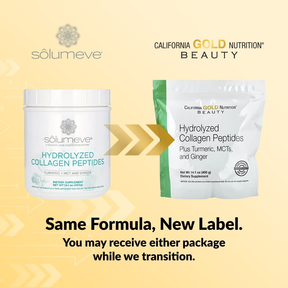 California Gold Nutrition, гидролизованные пептиды коллагена с куркумой, МСТ и имбирем, 400 г (14,1 унции)