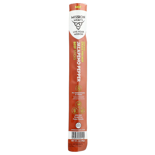 Mission Meats, говяжьи палочки, перец халапеньо, 28 г (1 унция)