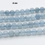 Бусины Аквамарин, диаметр 5,7-5,9 мм, цена за 33-34 шт (1/2 нити)