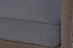 "Канны" диван 3-местный плетеный из роупа, каркас алюминий коричневый (RAL8016) муар, роуп коричневый круглый, ткань темно-серая 027