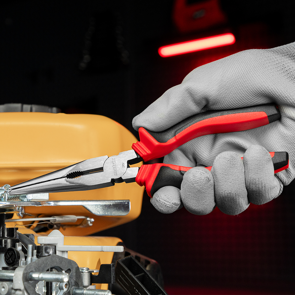 Длинногубцы прямые, 200 мм, хром-ванадий, двухкомпонентные рукоятки Matrix