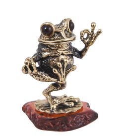 Народные промыслы AM-4049 Фигурка «Лягушка Баланс» (латунь, янтарь)